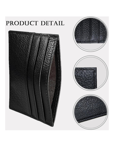 Billetera Portatarjetas RFID WOXVM de Cuero Minimalista Negra