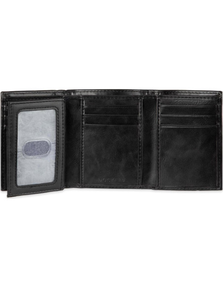 Billetera Trifold Dockers Hombre Cuero Negro RFID 12 Tarjetas