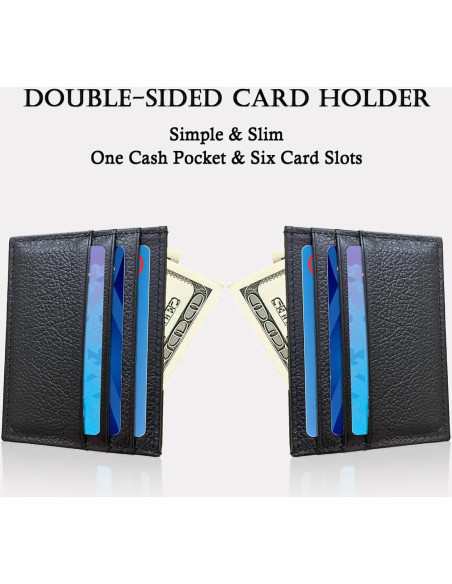 Billetera Portatarjetas RFID WOXVM de Cuero Minimalista Negra