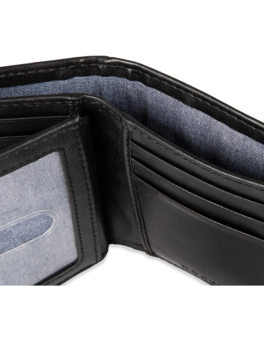 Billetera Trifold Dockers Hombre Cuero Negro RFID 12 Tarjetas