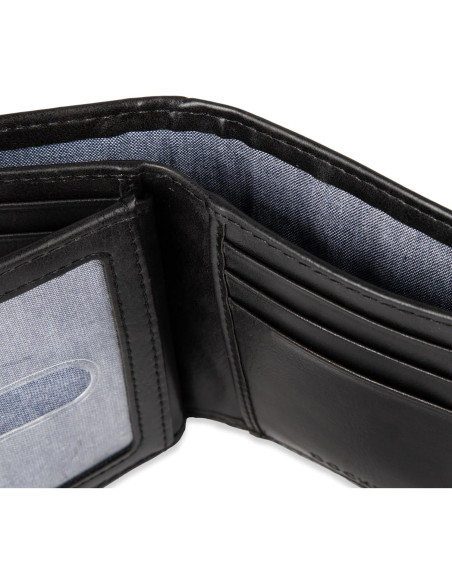 Billetera Trifold Dockers Hombre Cuero Negro RFID 12 Tarjetas