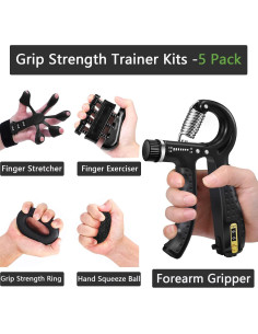 Kit de Entrenador de Fuerza de Agarre PLSYAO 5 Piezas Ajustable 2