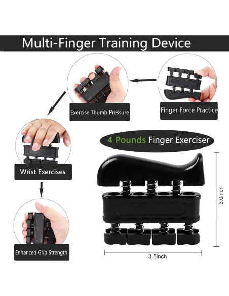 Kit de Entrenador de Fuerza de Agarre PLSYAO 5 Piezas Ajustable