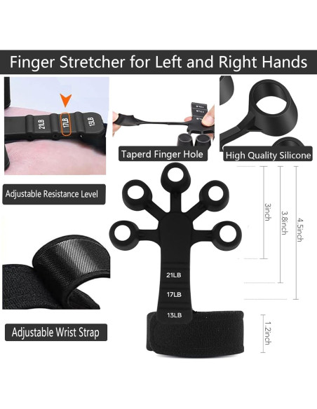 Kit de Entrenador de Fuerza de Agarre PLSYAO 5 Piezas Ajustable