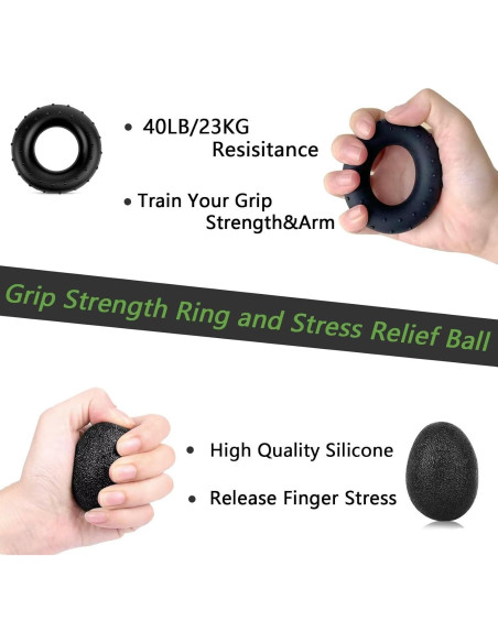 Kit de Entrenador de Fuerza de Agarre PLSYAO 5 Piezas Ajustable