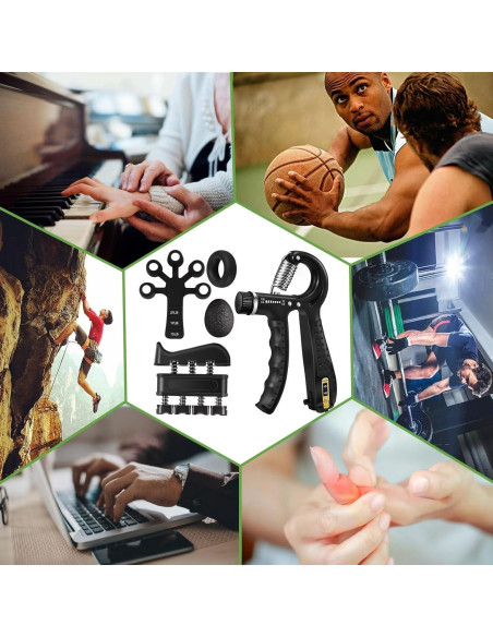 Kit de Entrenador de Fuerza de Agarre PLSYAO 5 Piezas Ajustable