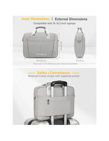 Bolsa de Hombro para Laptop GAOCHY 15-16 Pulgadas Gris