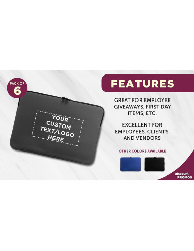 6 Fundas de Neopreno para Laptop Personalizables - Gris Oscuro