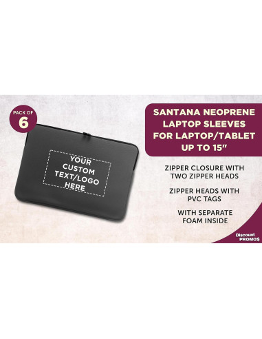 6 Fundas de Neopreno para Laptop Personalizables - Gris Oscuro