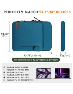 Funda para Laptop MoKo 13.3-14" Azul Pavo Impermeable 2