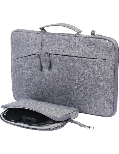Funda para portátil Megoo 13.5" Gris con bolsa de accesorios