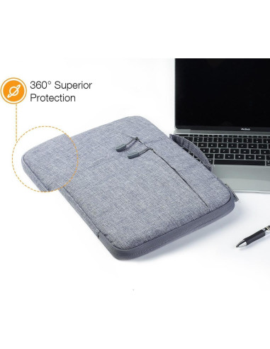 Funda para portátil Megoo 13.5" Gris con bolsa de accesorios