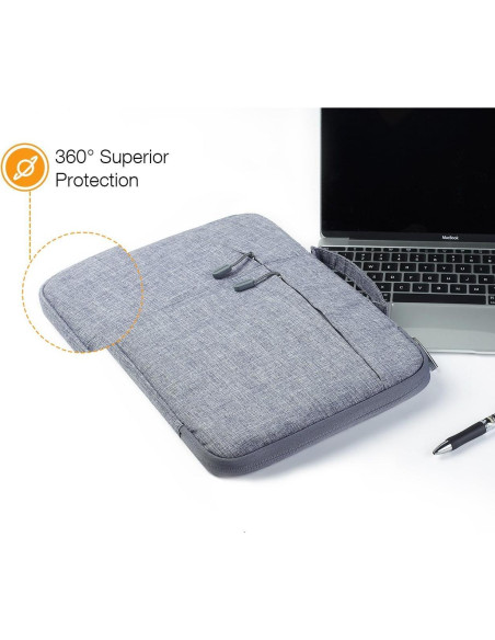 Funda para portátil Megoo 13.5" Gris con bolsa de accesorios