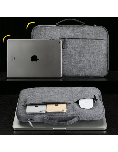 Funda para portátil Megoo 13.5" Gris con bolsa de accesorios