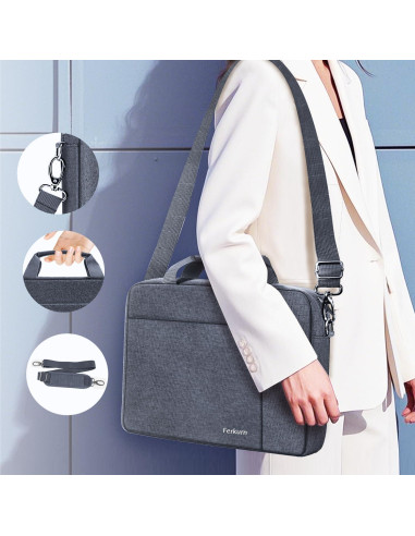 Funda para Laptop Ferkurn 15.6" Gris - Bolsa Unisex con Correa