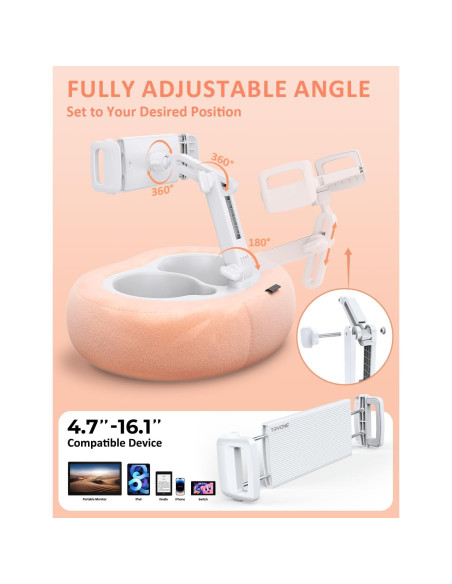 Soporte para Tablet y E-Reader Tryone BZ01 Rosa Ajustable Soporte para Tablet y E-Reader Tryone BZ01 Rosa Ajustable