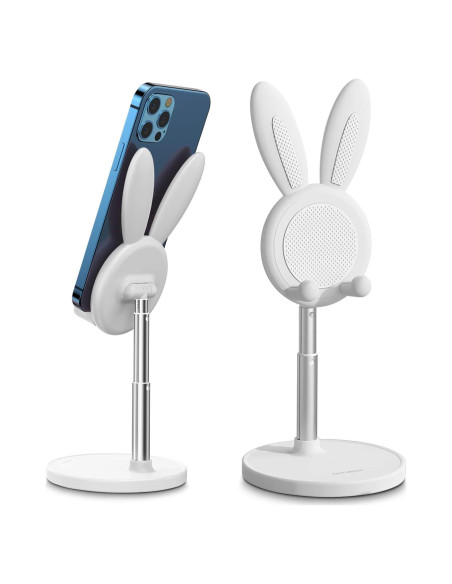 Soporte de Teléfono Celular OATSBASF Conejo Ajustable Blanco Soporte de Teléfono Celular OATSBASF Conejo Ajustable Blanco
