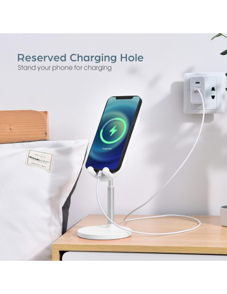 Soporte de Teléfono Celular OATSBASF Conejo Ajustable Blanco Soporte de Teléfono Celular OATSBASF Conejo Ajustable Blanco