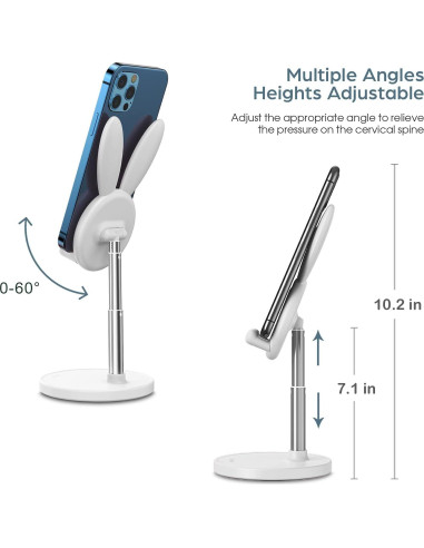 Soporte de Teléfono Celular OATSBASF Conejo Ajustable Blanco