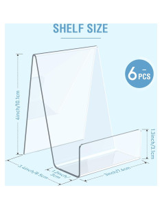 Paquete de 6 Soportes de Libro Acrílico Aredpoook 10cm 2