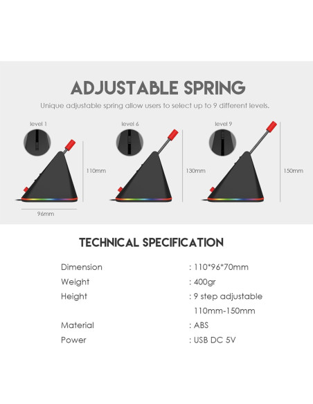 Administrador de Cable de Ratón Fantech MBR01, Ajuste 110-150mm, RGB Administrador de Cable de Ratón Fantech MBR01, Ajuste 110-150mm, RGB