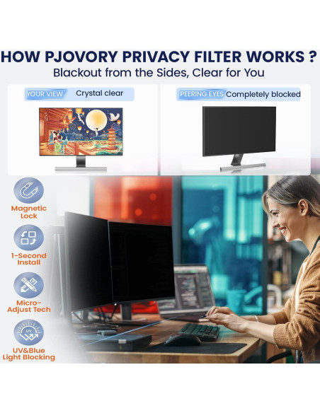 Pantalla de Privacidad Magnética PJOVORY 27" 16:9 Filtro Luz Azul