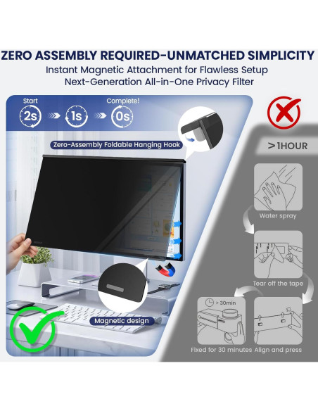 Pantalla de Privacidad Magnética PJOVORY 27" 16:9 Filtro Luz Azul