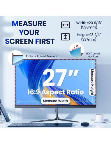 Pantalla de Privacidad Magnética PJOVORY 27" 16:9 Filtro Luz Azul