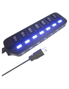 Hub USB 3.0 ONFINIO 7 Puertos con Interruptores LED 5 Gbps