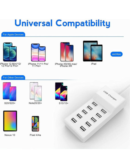 Estación de Carga USB de Pared 10 Puertos ShenZhen 5V 50W