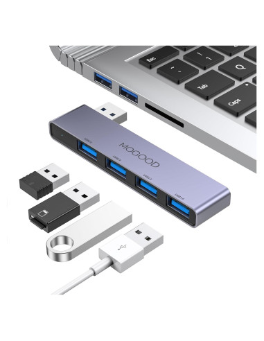 Hub USB MOGOOD 4 Puertos 3.0 Ultra Delgado para Laptop