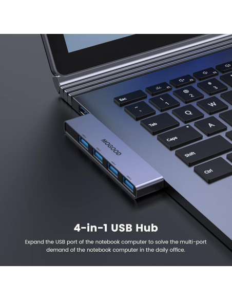 Hub USB MOGOOD 4 Puertos 3.0 Ultra Delgado para Laptop