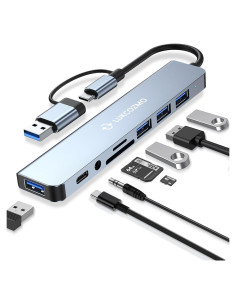 Hub USB C 7 en 1 LUKCOZMO con 4 Puertos USB y Lector SD