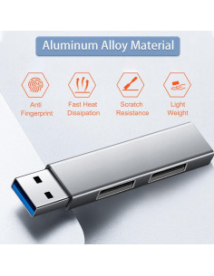 Hub USB 3.0 VIENON Aluminio 3 Puertos 5Gbps para Laptop 2