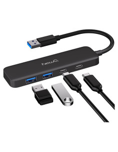 Hub USB 3.0 NewQ de 4 Puertos USB-C y USB-A Ultra Delgado