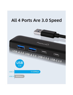 Hub USB 3.0 NewQ de 4 Puertos USB-C y USB-A Ultra Delgado 2