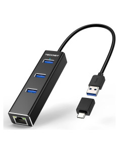 Adaptador USB C a Ethernet TECKNET con 3 puertos USB 3.0