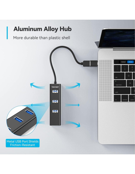 Adaptador USB C a Ethernet TECKNET con 3 puertos USB 3.0