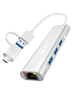 Adaptador USB-C a Ethernet Acer ACER-UC170 4-en-1 1000Mbps