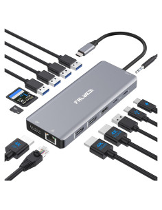 Estación de Acoplamiento FALWEDI 14 en 1 USB C con 2 HDMI