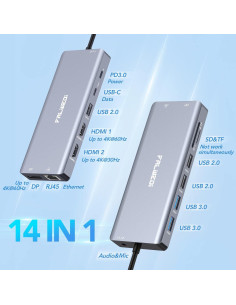 Estación de Acoplamiento FALWEDI 14 en 1 USB C con 2 HDMI 2