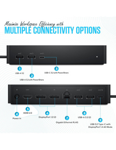 Estación de Acoplamiento Universal Dell UD22 USB-C 10 Puertos 4K