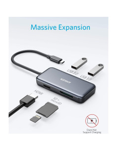 Hub USB-C Anker 5-en-1 con HDMI 4K y 2 Puertos USB 3.0 2