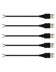 5 Piezas Cable Pigtail USB 2.0 Macho 30cm 22AWG 3A Jienk