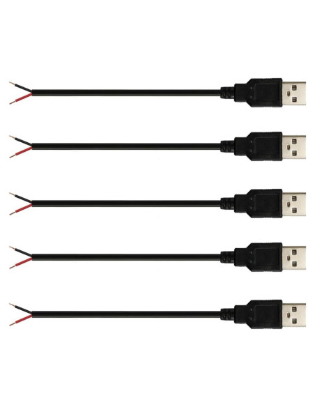 5 Piezas Cable Pigtail USB 2.0 Macho 30cm 22AWG 3A Jienk