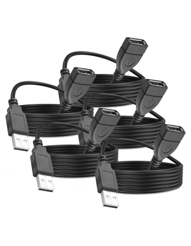 Paquete de 5 Cables de Extensión USB 2.0 FTUINL 1.5m Negro