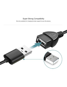 Paquete de 5 Cables de Extensión USB 2.0 FTUINL 1.5m Negro 2