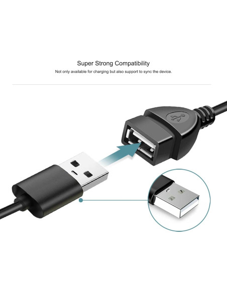 Paquete de 5 Cables de Extensión USB 2.0 FTUINL 1.5m Negro