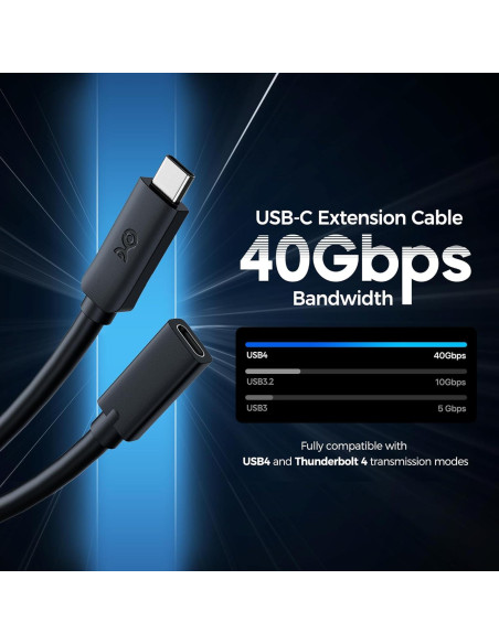 Cable de Extensión USB-C 0.5m Cable Matters 40Gbps 240W