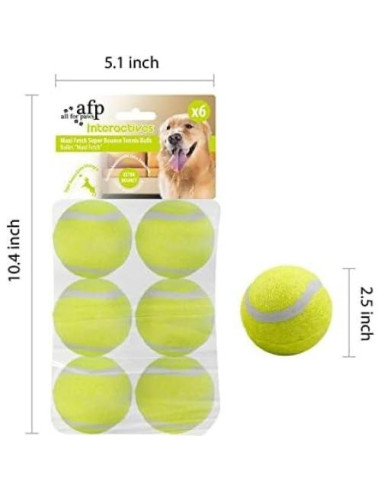 Pelotas de Tenis para Perros AFP 6.35 cm Paquete de 6